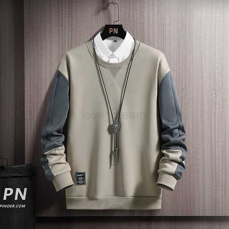 Long Sleeve Hoodies Men Clothes Fashion Casual Pullover Round Neck Fall Street Oversized Male Sportswear Hoodies PachworkXJ240812