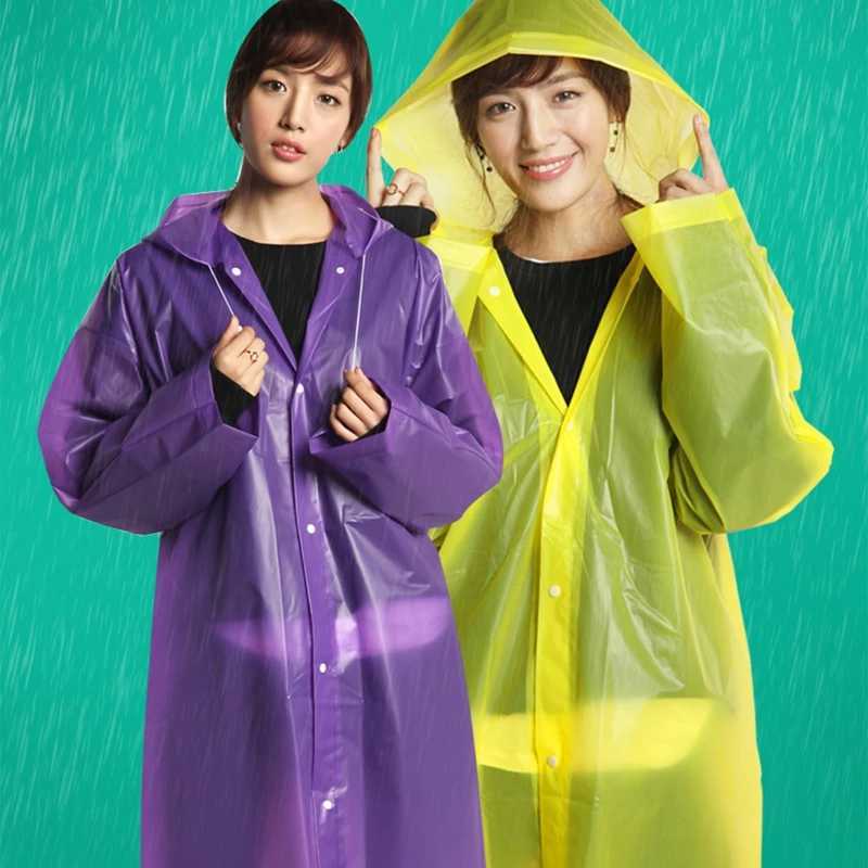 EVA Women Raincoat Rain Poncho Waterproof Rain Coat Women Clear Transparent Camping Waterproof Rainwear Breathable Rain Jacket Y240810
