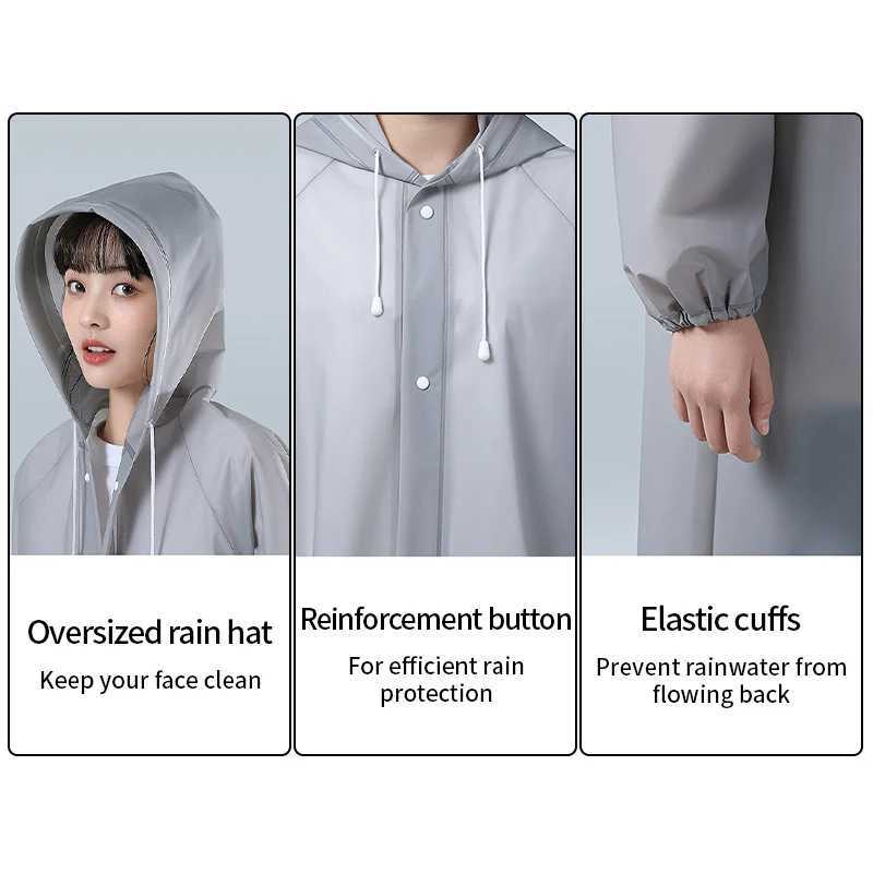 Adult hooded Poncho One Piece Children Raincoat Kid Adult Thickened Waterproof Rain Coat Outdoor Hiking Travel Reusable Rain Y240810