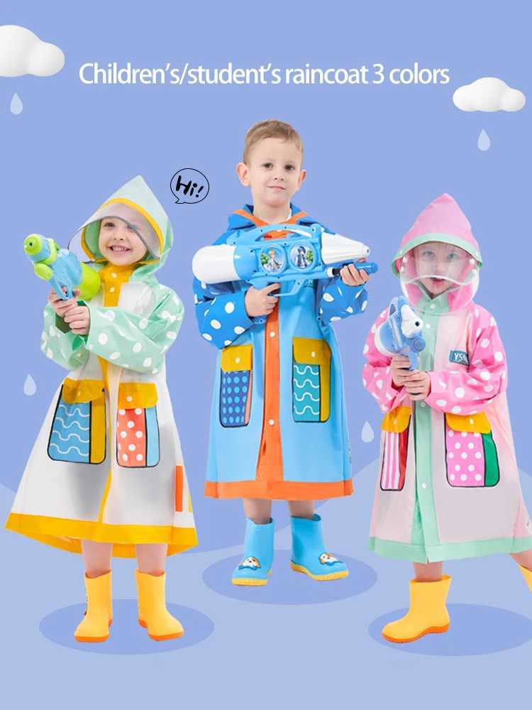2024 Kids Rain Coat Children Raincoat Non-Disposable Rainwear Full Body Waterproof with Schoolbag Space Primary School Raincoat Y240810