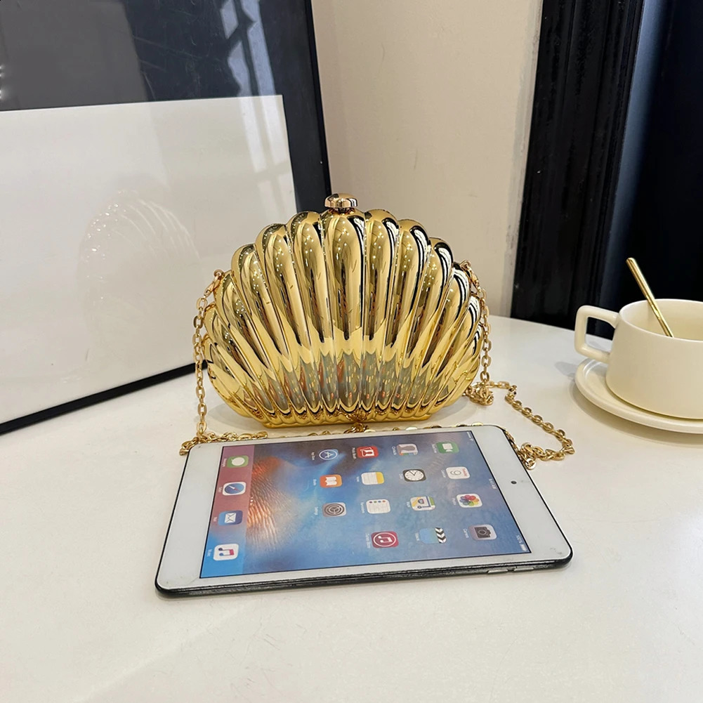 Womens acrylic metal shoulder bag with detachable chain evening clutch wallet for weddings cocktails parties dances handbags 240810