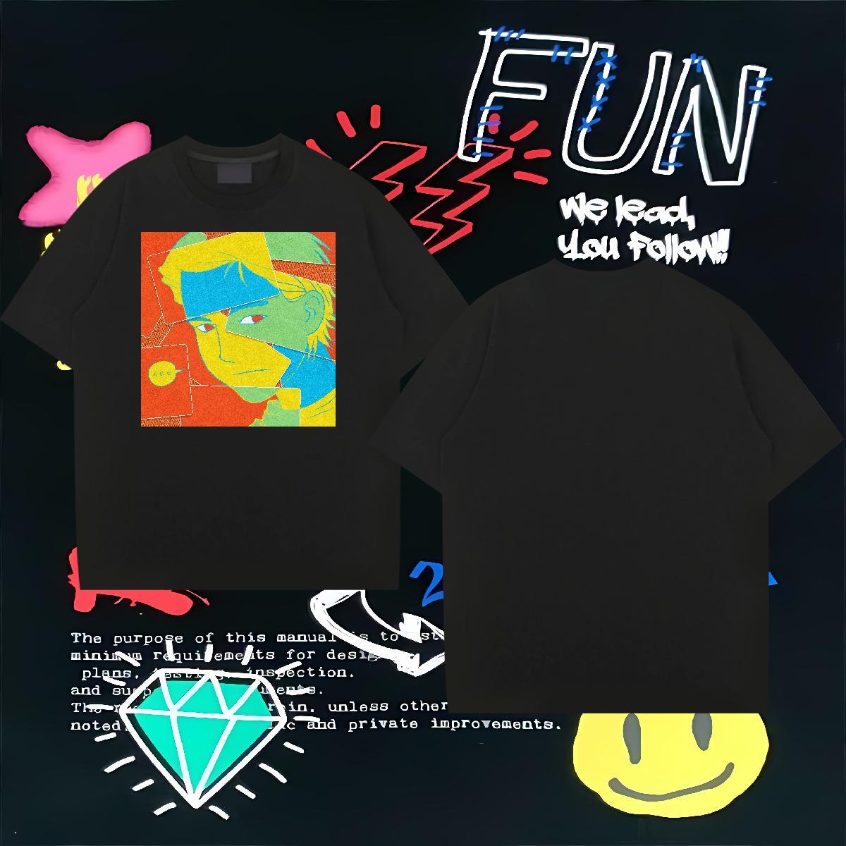 Factory Direct T Shirts Men portrait Tops Shirt 230g Cotton Casual Beach Wholesale Plus Size Cartoon Crew Neck Men Tshirts