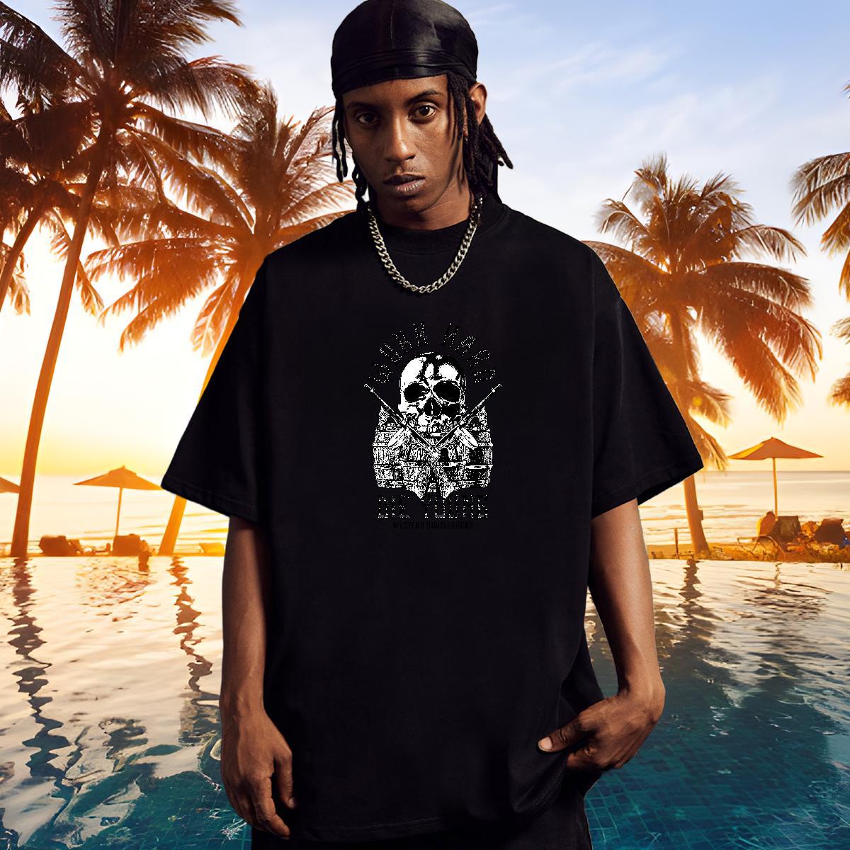 Brand T Shirt For Man skull Tshirts 100% Cotton 230g Daily Wear Designer DIY Anime Round Neck Short Sleeve Couples T Shirts