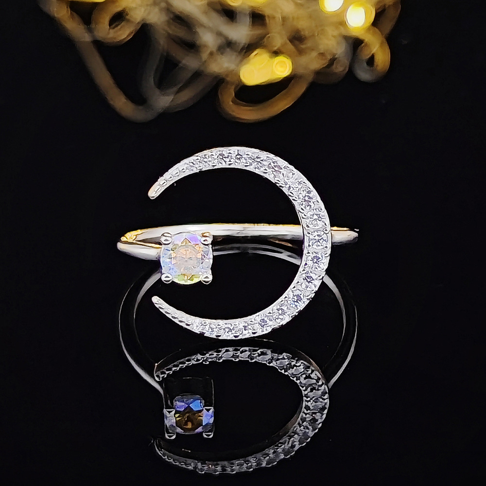 Sterg Sier Colorful Zircon CZ Dia Wedding Rings for Women - Adjustable Open Ring