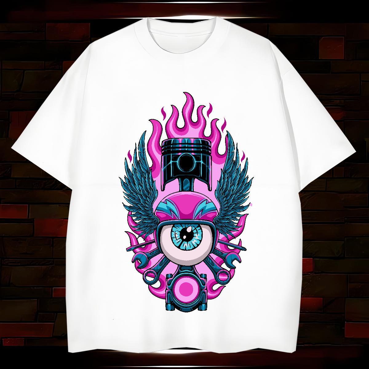 Comfortable Mens Tshirts ET 230g Pure Cotton Daily Outfit O Neck Short Sleeves Man T Shirts Cartoon Printing L-4XL DIY Tees