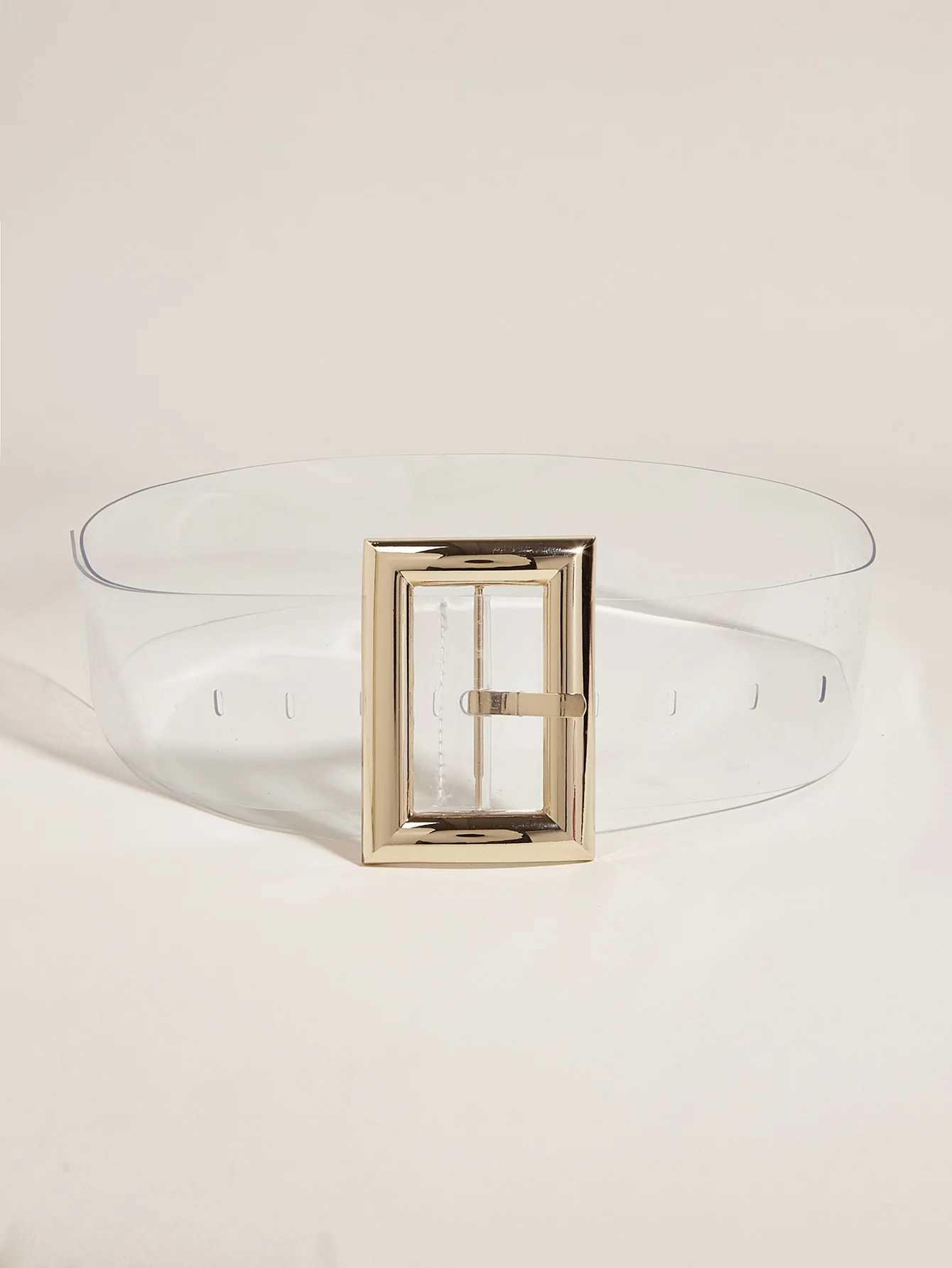 Belts pvc transparent Ladies waist belts For women night show party daily life golden big buckle head adjustable length pin buckle Y240810CT8D