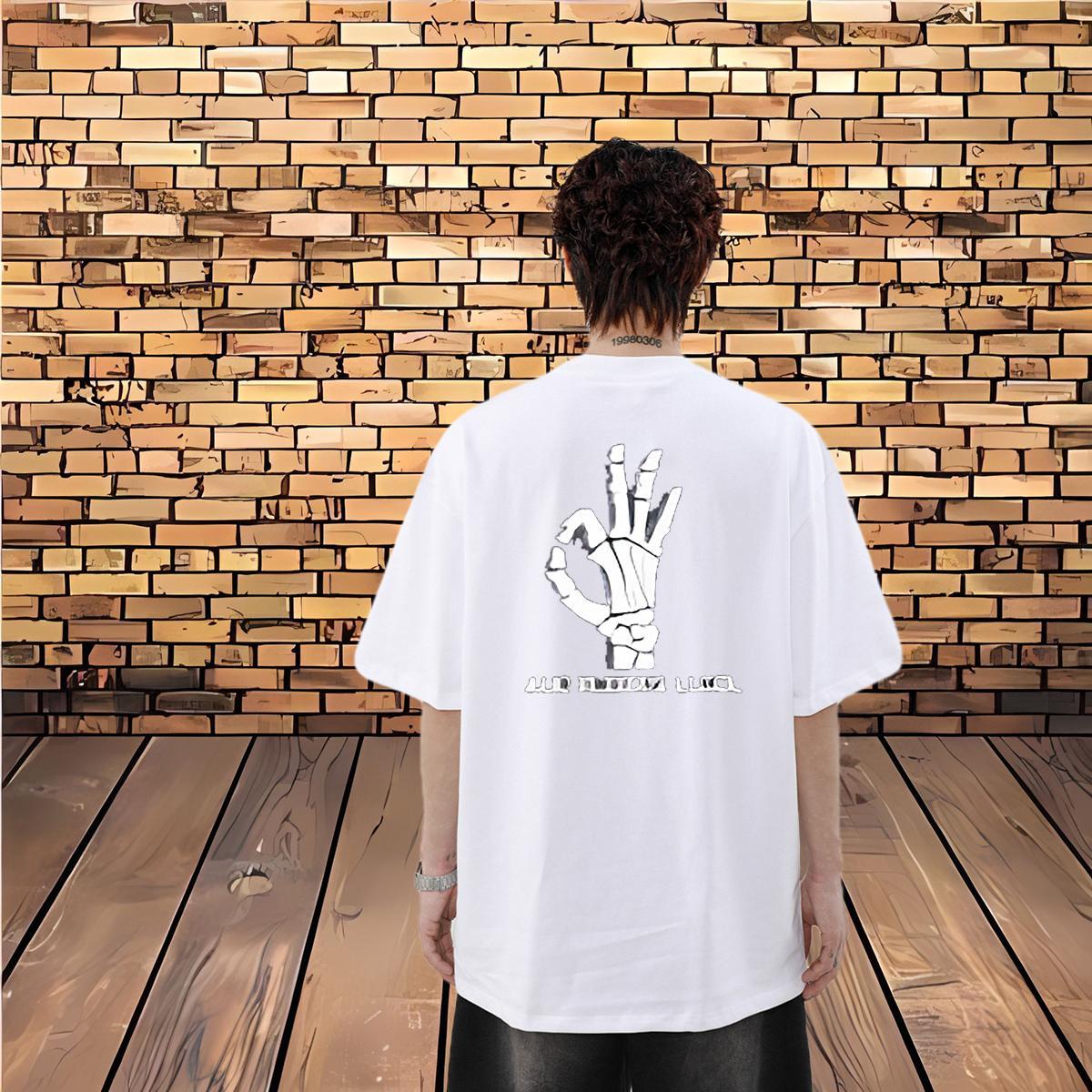 Wholesale T-Shirts for Men hands Tops 230g Cotton Beach Loose Fit Oversized 3XL 4XL Breathable Short Sleeve Tshirt for Man Woman