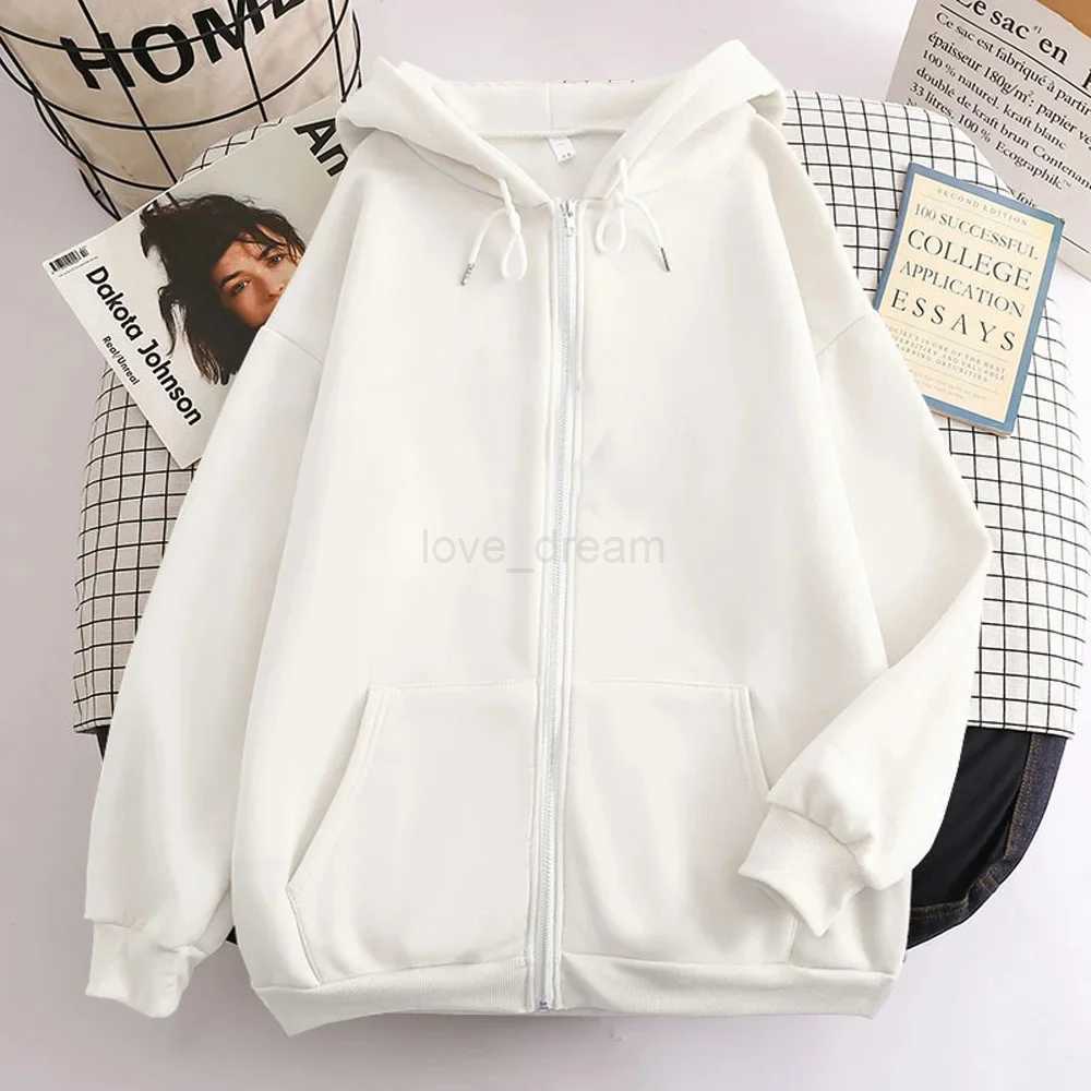 High Street Hoodie Men Solid Color Zip Up Long Sleeve Loose Jacket Coats Casual Hooded Sweatshirt Y2K Fashion Outdoor ClothesXJ240812