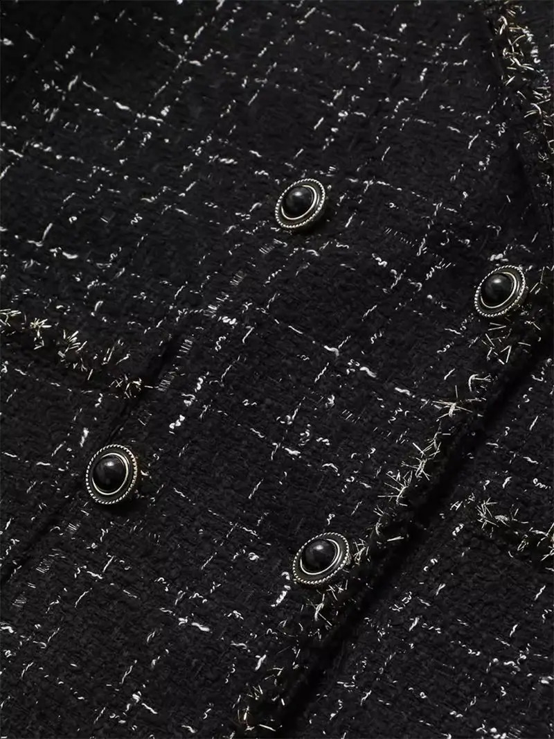 Spring Autumn Korean Tweed Blazer Spring Autumn Oversized Womens Casual Jacket Retro Double Breasted Suit Coat K305 240812