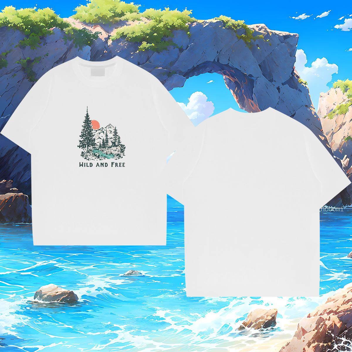 Soft Men Tshirts mountains 230g 100% Cotton Home Outdoor Breathable Crew Neck T Shirts Men Graphic Fashion Designer Tops Shirt