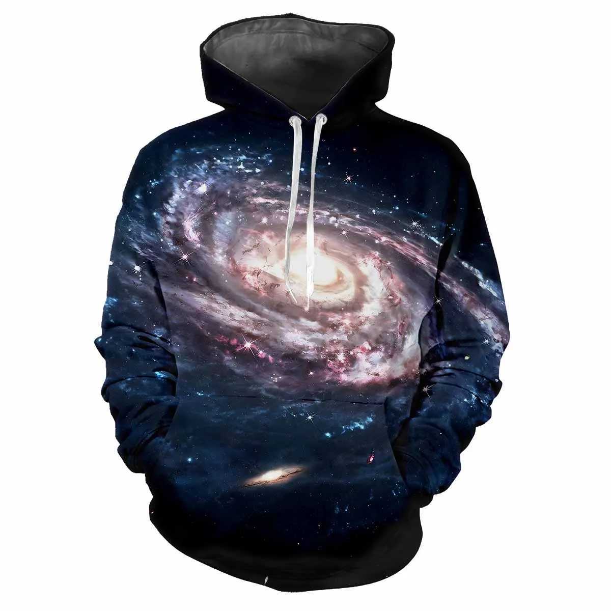 Space 3D Science Fiction Harajuku Printed Street Fashion Adventure Personalized Mens Womens Soft Fashion Street Hip Hop HoodieXJ240812