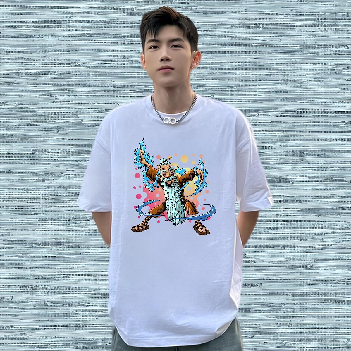 Casual New T-Shirts portrait Tshirts 100% Cotton 230g Summer Casual Wholesale Plus Size Cartoon Breathable Short Sleeve Couples T Shirts