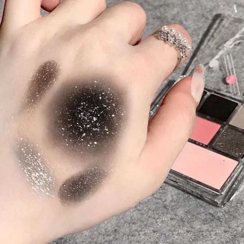 7-color eye shadow palette gray powder black smoke eye shadow B Highlighter Korean glitter eye shadow cosmeticsW241212