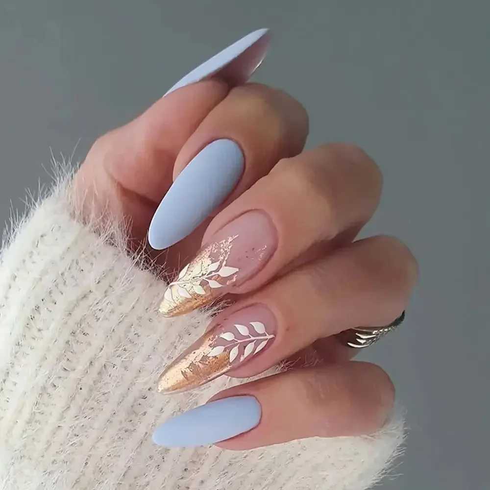 24 pieces/set of fake nails with glue fully covered nail tips pressed onto Med nails DIY manual oval head fake nails pink almond artificial nails W240