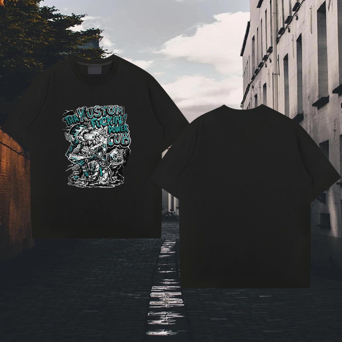 New T Shirts Men skull Polos 230g Cotton Street Casual Comfortable Oversized Breathable Short Sleeve Men Tops Tees