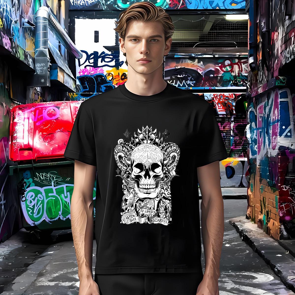 Classic Mens T Shirts skull Top Tees 230g 100% Cotton Sports Casual Brand DIY Logo Oversized Pure Cotton Couples T Shirts