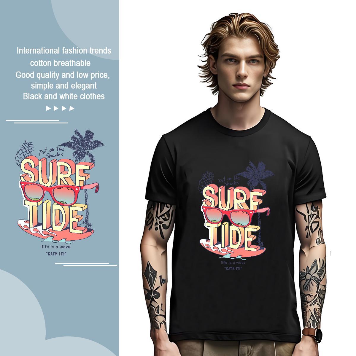 Loose Men Clothes T-Shirt letter 100% Cotton 230g Summer Casual Breathable Short Sleeve T-Shirts Cartoon Printing L-4XL Customized Top Tees
