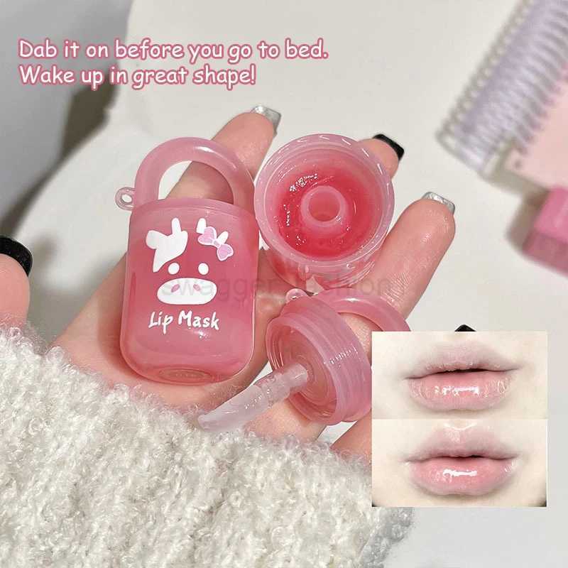 Cute Little Bucket Lip Mask Moisturizing Lips Care Jelly Colorless Lip Balm Refreshing Non-Sticky Clear Lip Primer Gloss MakeupXJ240812