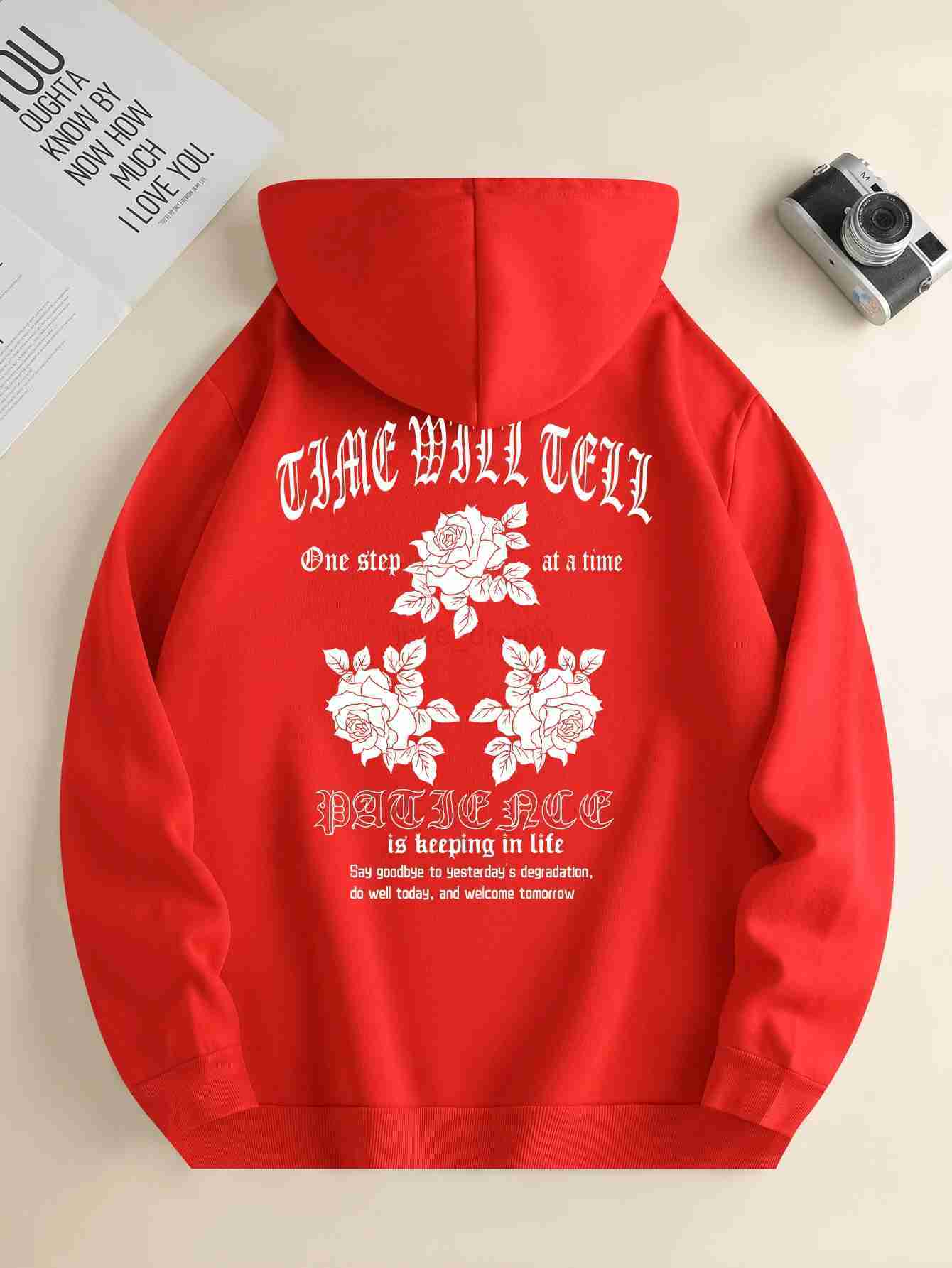 Mens new fashion hoodie casual everyday drawstring hooded sweatshirt flower print front kangaroo pocket mens jacketXJ240812