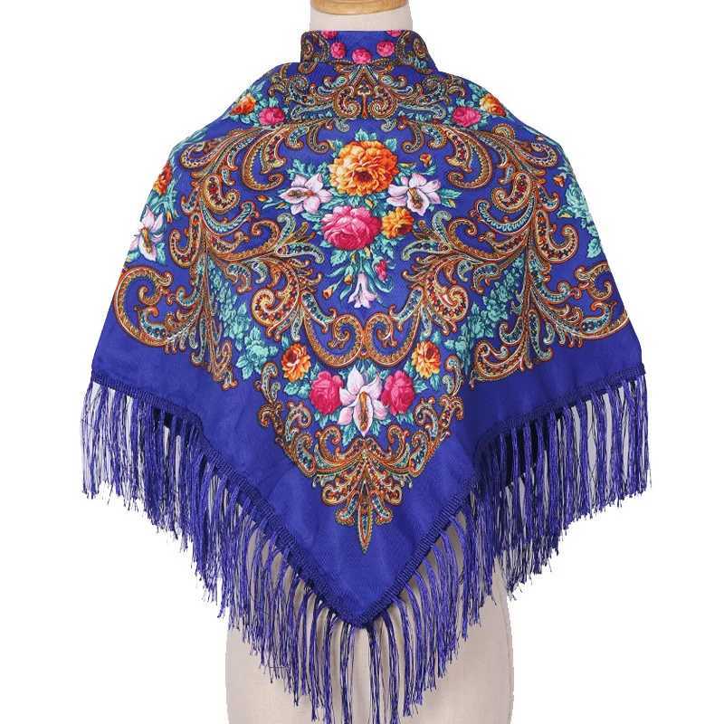New Bohemian shawl womens autumn/winter printed warm shawl with Muslim headscarf style square shawl W240810