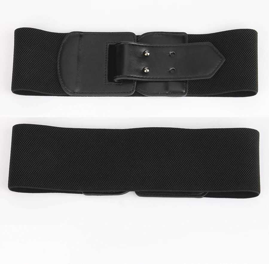 Belts Black Elastic Belts For women Girdle Folding Pu Buckle Fashion Innovation Dress Ladies Waist decorative Accessories Corset Y240810QDLF