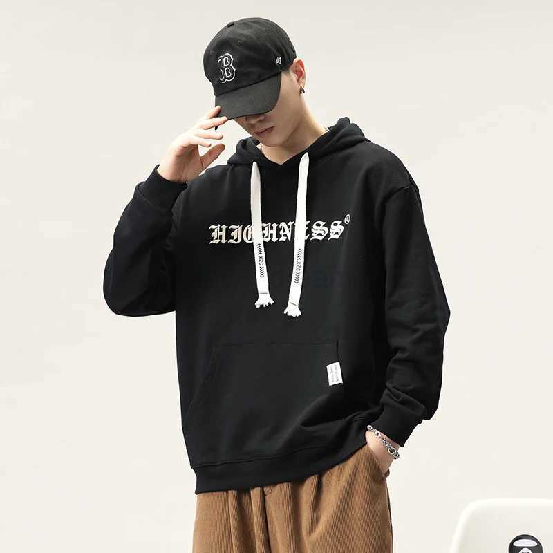 2024 New Hoodie Mens Autumn and Winter Fashion Loose Elastic Trendy Printed Street All-Match Long-Sleeved HoodieXJ240812