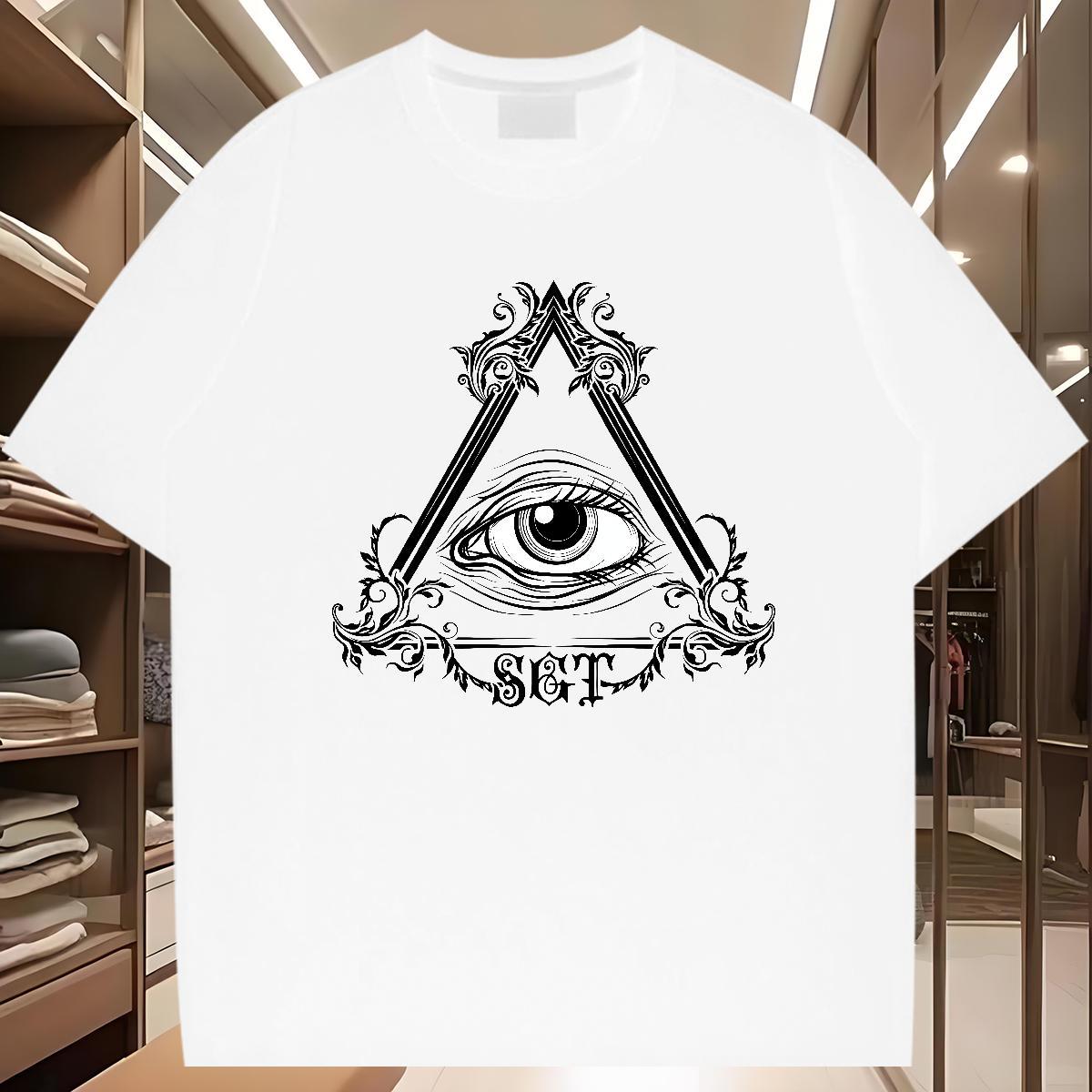 Designer Fashion T Shirts Men eye of the devil Clothes 100% Cotton 230g Daily Outfit Cool Custom Anime Breathable Short Sleeve Men Tees