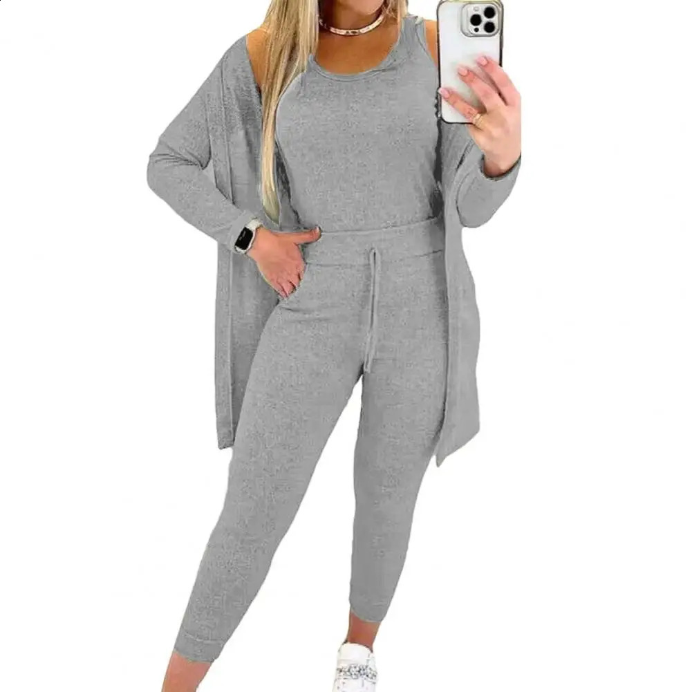 Slim-fit Vest Trousers Set Women Winter Tracksuit Versatile 3-piece Womens Tracksuit Stylish Vest Slim Pants for Fall/winter 240809