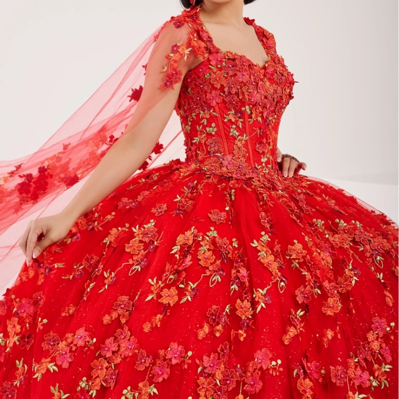 Red Quinceanera Dress Ball Gown Off The Shoulder Bride Robe Sweet 16 Applique Lace Beads Birthday Party Vestidos 15 De Novia