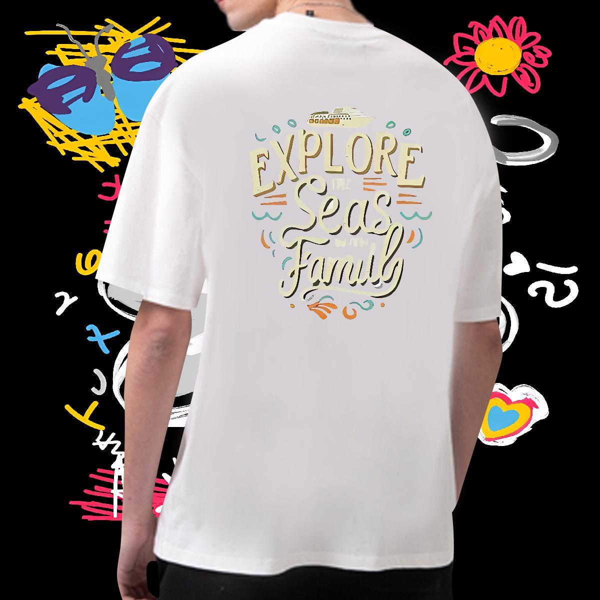 Fashion Casual T Shirt For Man letter Tshirts 230g 100% Cotton Street Wear Loose Fit Cartoon Print Crew Neck Tshirt for Man Woman