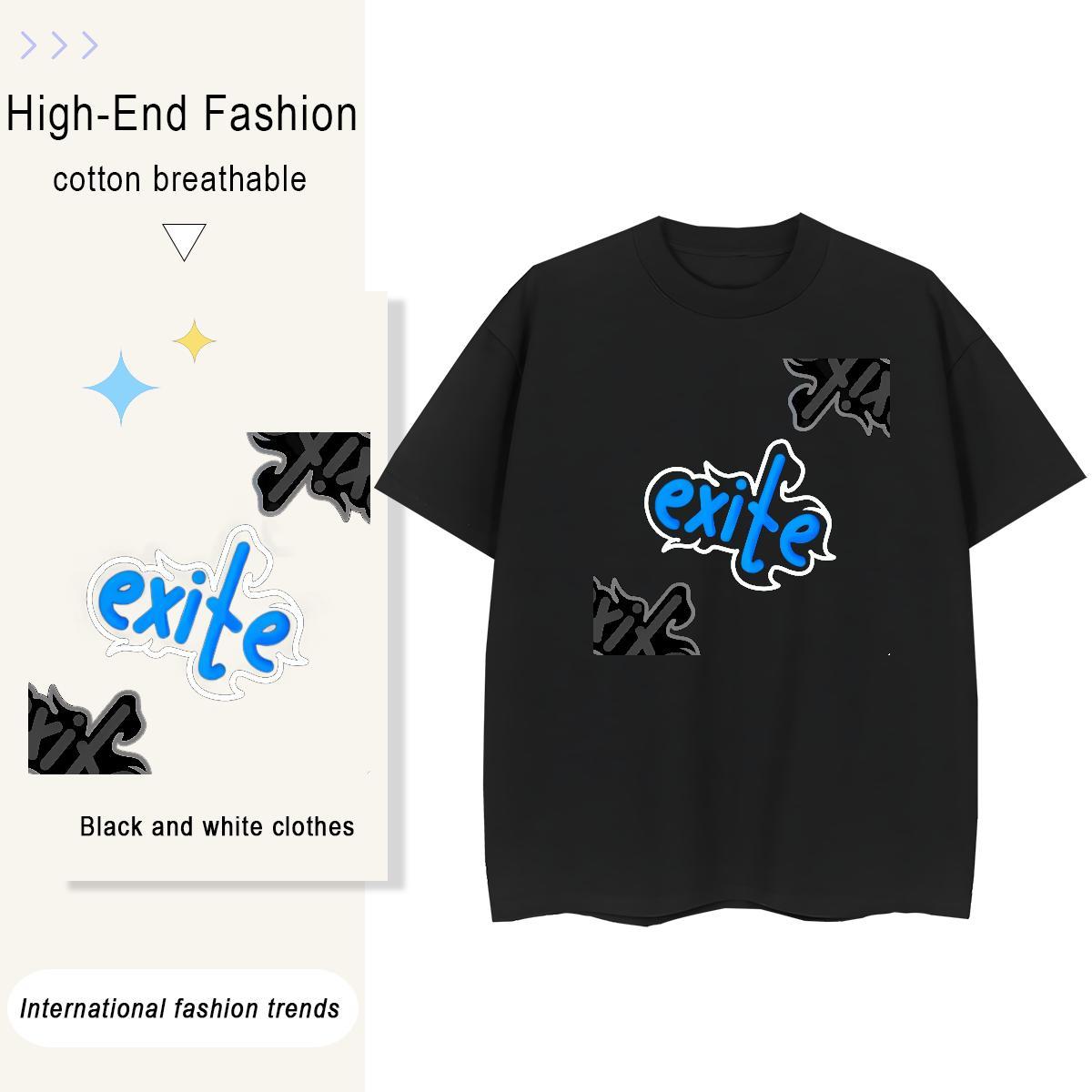 Classic Mens Tshirts Spring Summer 230g Pure Cotton Cartoon Printing L-4XL Breathable Crew Neck letter T-Shirts Casual New Tees Shirts