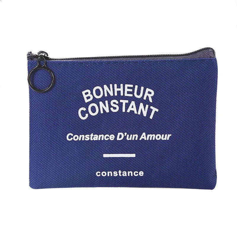 Cute Wallet Women Fabric Key Coin Purse Cartoon Square Mini Pouch Letter Striped Print Zipper Canvas Bags for Girls 240812