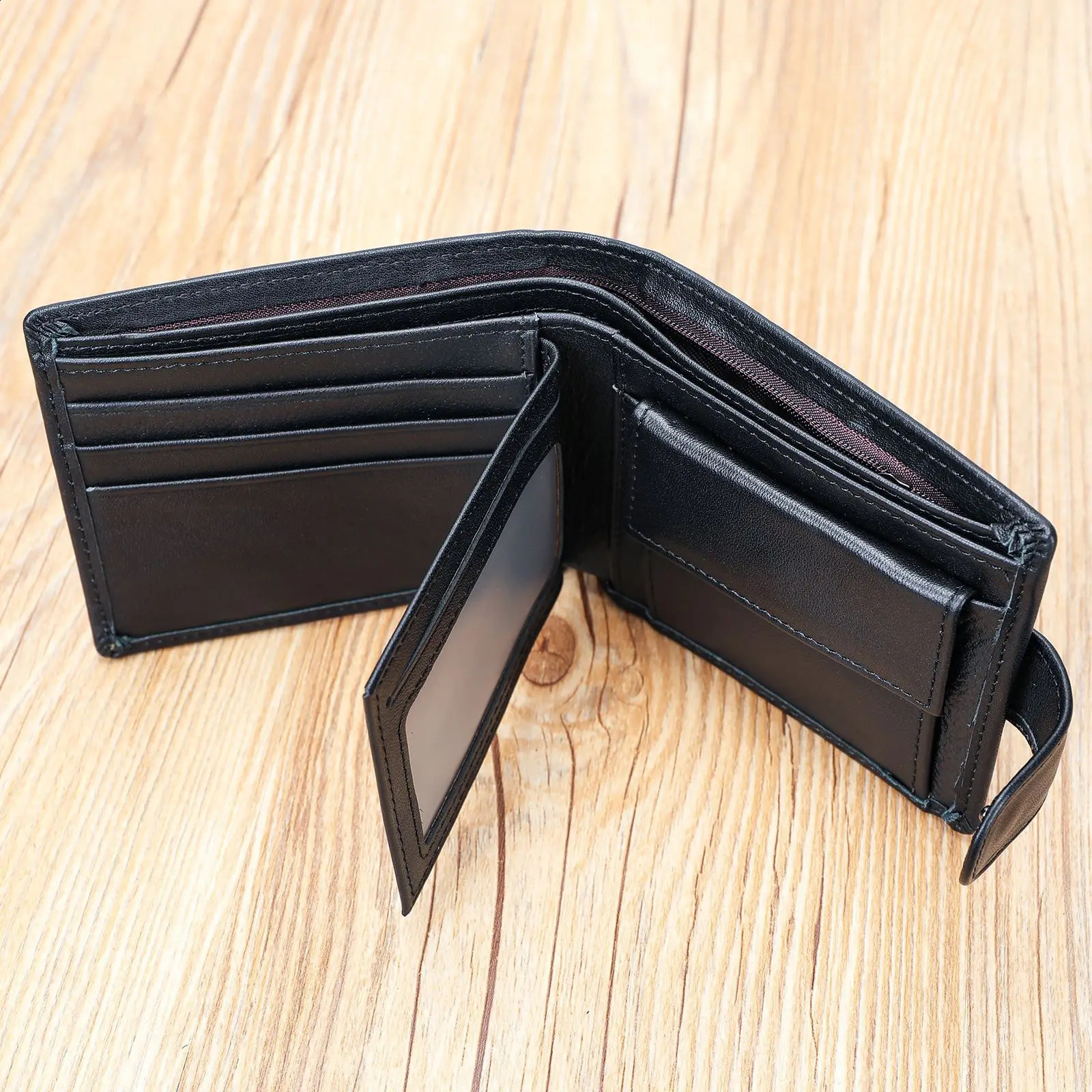 Genuine leather mens wallet is simple and atmospheric with top layer cowhide coins for purchase featuring multiple card slots large capacity 240810
