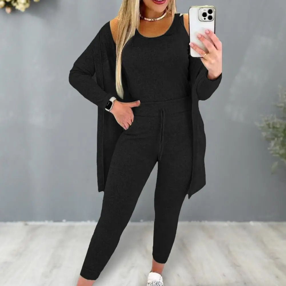 Slim-fit Vest Trousers Set Women Winter Tracksuit Versatile 3-piece Womens Tracksuit Stylish Vest Slim Pants for Fall/winter 240809