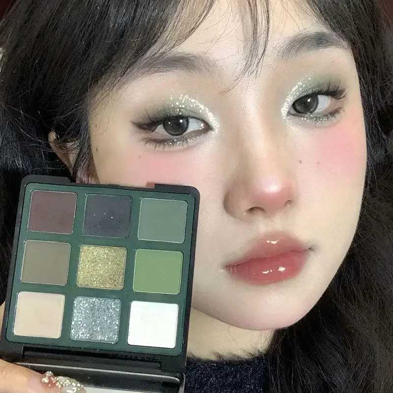 9-color eye shadow palette green smoke durable waterproof matte eye shadow natural shimmer eye shadow cosmeticsW241212