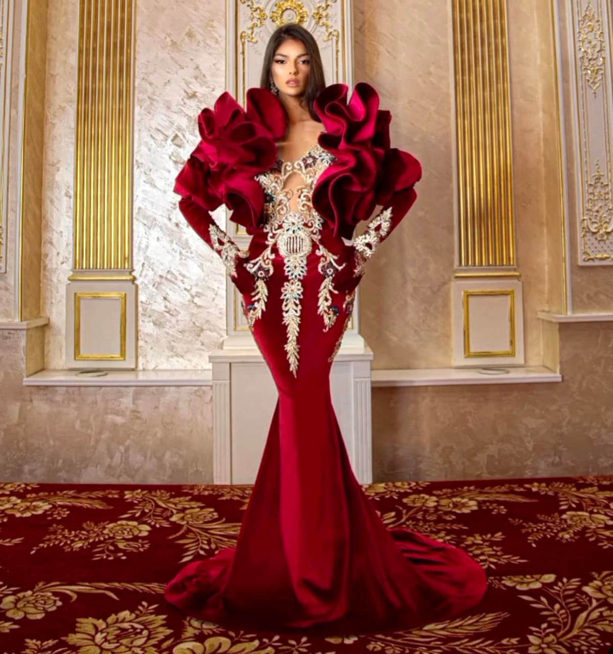 Designer A-line Prom Dresses Colorful Beads Appliques Pleat Gloves Sweep Train Backless Zipper Custom Made Plus Size Shining Party Evening Dress Vesti