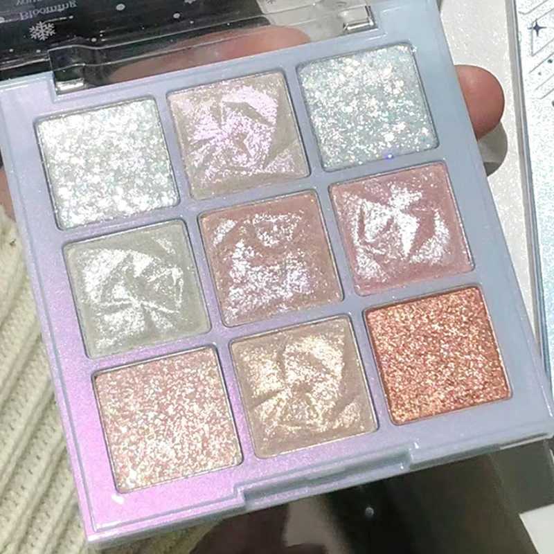 Snow Diamond eye shadow Palette 9 Color Polarized Flash Rose Pink Fluorescent Light Bright Shining Eye Makeup New CosmeticsW241212