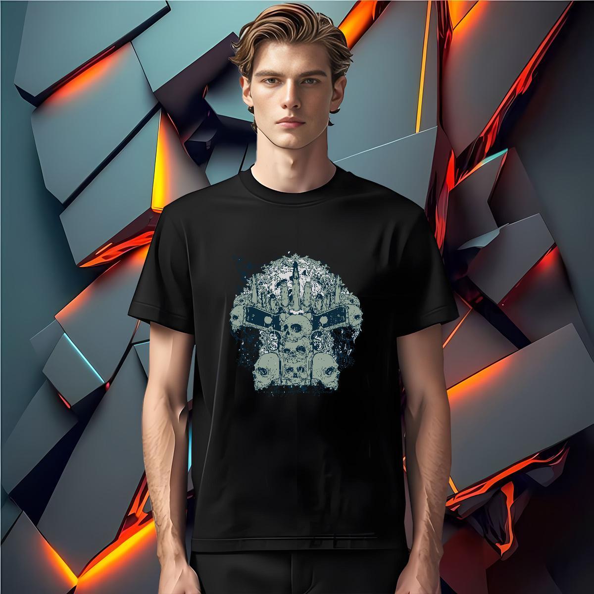 2024 DIY T Shirt For Man skull Tees Shirts 230g Cotton Street Loose Fit Custom Big Size Short Sleeve Soft Tshirts