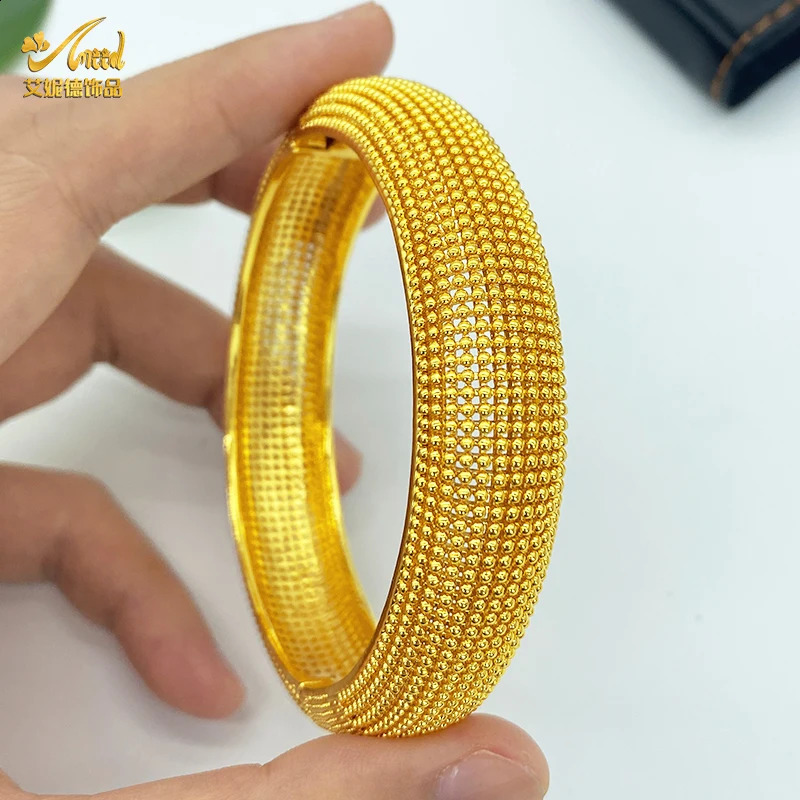Dubai 24K Gold Color Bangles For Women Indian African Charm Bracelets Wedding Ethiopian Arabic Hand Jewelry Party Gifts 240809