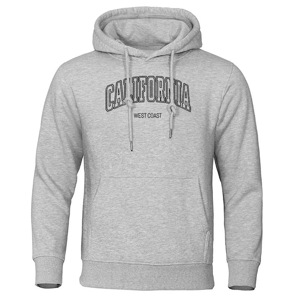 California West Coast Mens Sweatshirt Autumn Wool Warm Hoodie Casual Autumn Warm Hoodie Simple Large Womens SweatshirtW240724