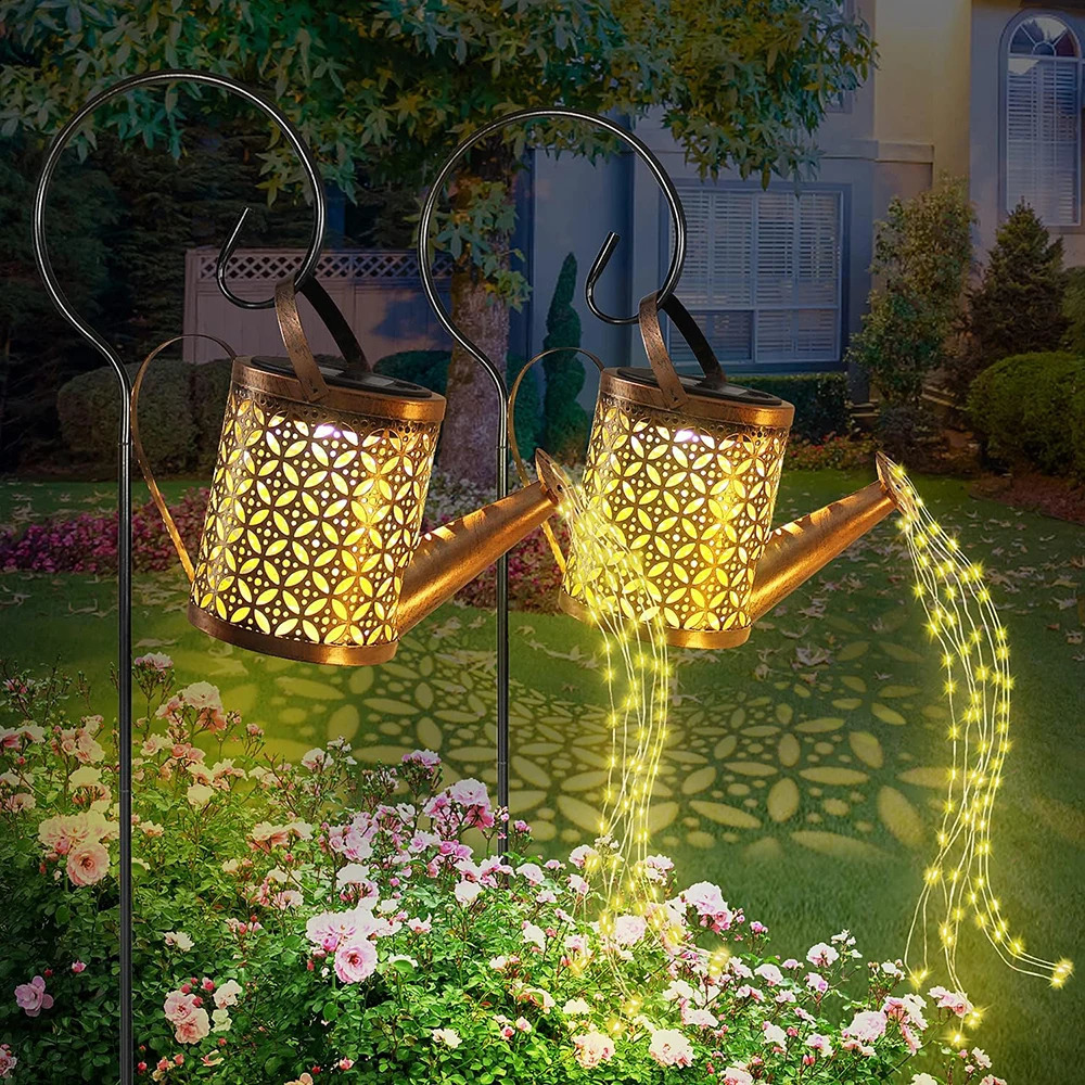Solar Garden Lights Outdoor Hanging Solar Lantern Watering for Patio Yard Lawn Walkway Decorations Lights Retro LED Solar Lights 240805