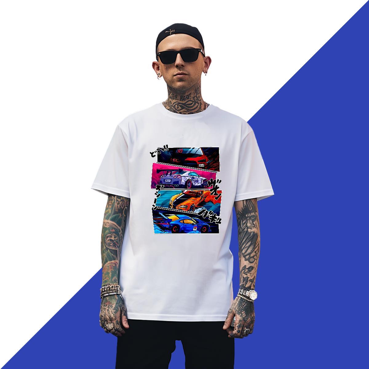 Free Shipping Men Tops Tees car 230g Cotton Beach Short Sleeve Soft T shirt Custom Anime New Arrival Clothings
