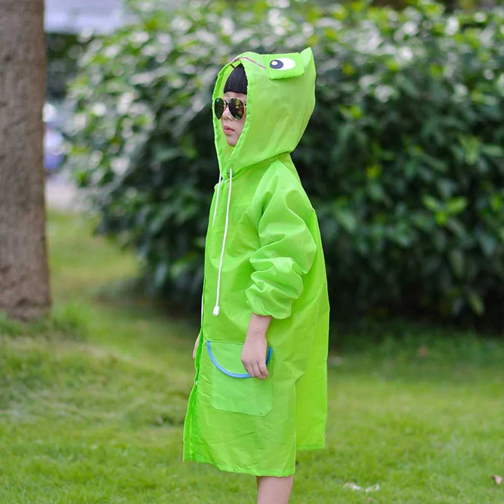90cm-130cm Kids Rain Coat Waterproof Children Rainwear with Pockets Hoodie Y240810