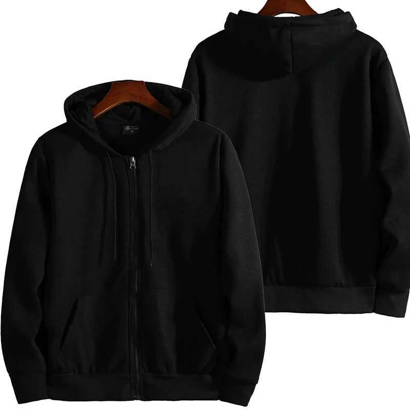 Zipper Hoodies Autumn Winter Mens New Long Sleeve Hooded Sweatshirt Fashion Casual Male Outfit Sportwear Loose Fit ClothesXJ240812