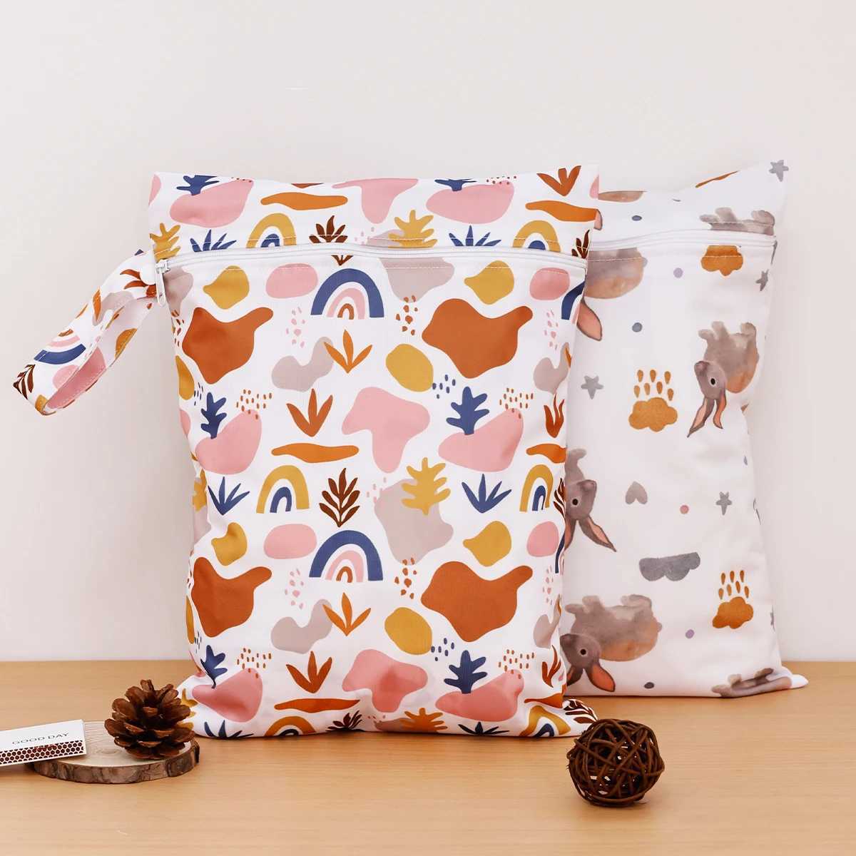 HappyFluent 2-piece/set 28 * 36cm PUL waterproof baby diaper reusable diaper bag W240812