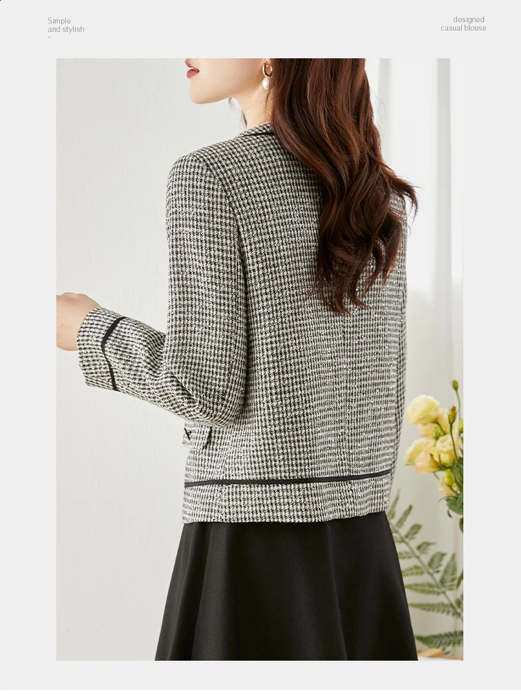 Vimly French Style Vintage Plaid Tweed Jacket Wool Blend Short Coat for Women Winter Spring In Outerwear Clothing V7732 240812