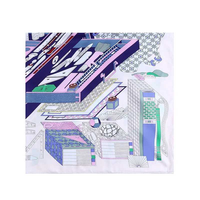 130cm womens scarf shawl 100% twill silk scarf square scarf toolbox floral printing collar scarf and packaging W240810