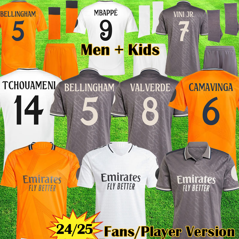 24 25 Player Version BELLINGHAM Soccer Jerseys MBAPPE ENDRICK fourth VINI JR 2024 Champions Finals kits RODRYGO camiseta 2023 2024 kids football shirt MaDRid