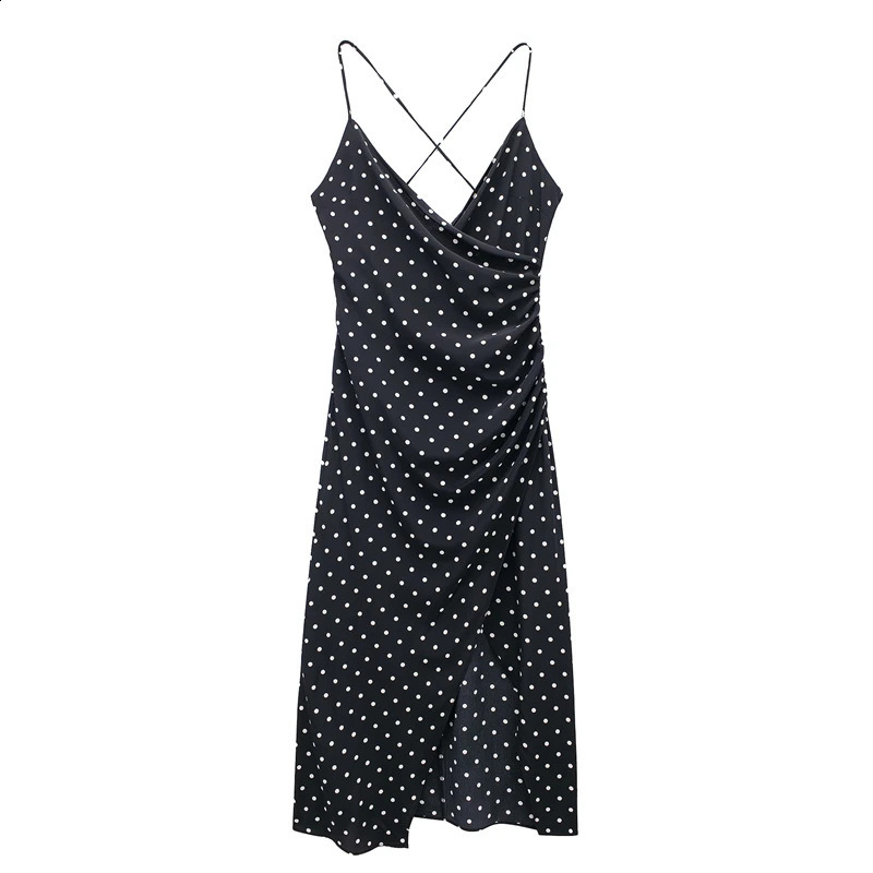 Womens Slip Dress 2024 Fashion Summer Sexy Backless Midi Dress for Women Elegance Chic Ladies Polka Dot Dress 240812
