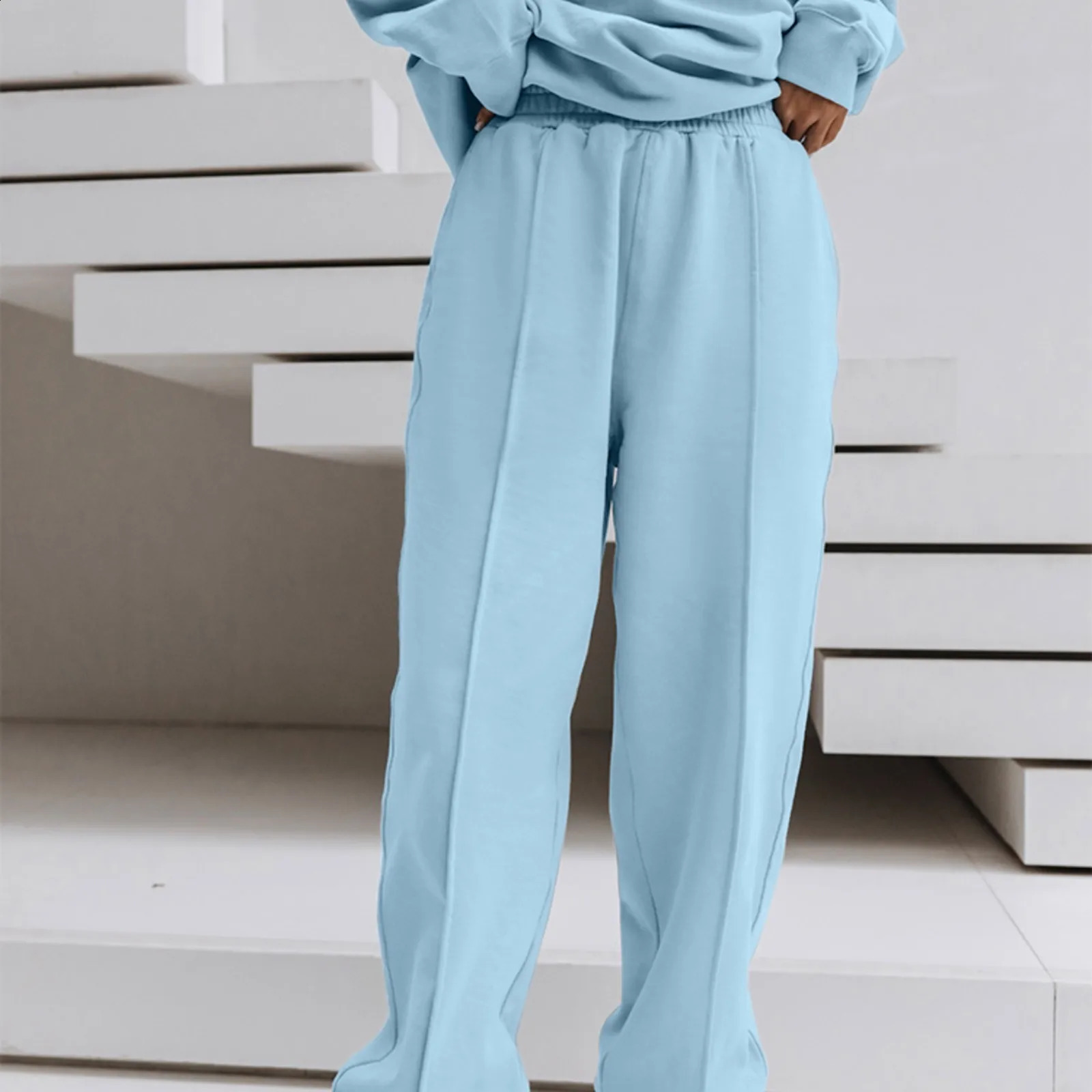 Long Sleeve Pullovers SweatshirtElastic High Waist Jogging Pants Set Women Tracksuit Suit Sportwear Two Piece Sets Spring Fall 240812